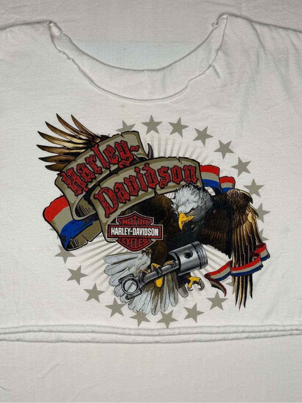 Harley-Davidson White Crewneck with Eagle & Piston Graphic